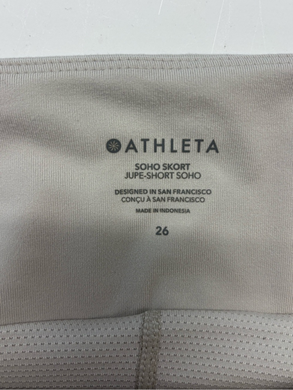 Athleta Soho Skort Womens 26 Beige Stretch Shorts Lining Zip Pockets Plus Size - Picture 7 of 8